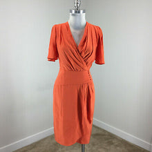 Load image into Gallery viewer, BCBG orange silk wrap dress
