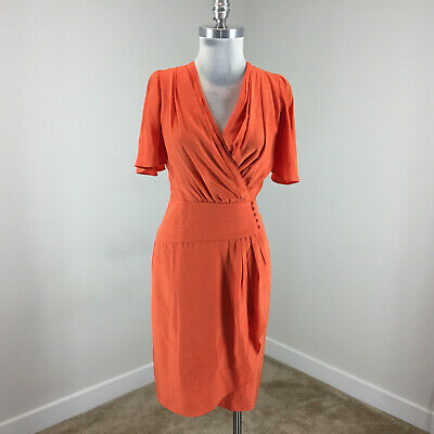 BCBG orange silk wrap dress Valuxesaigon