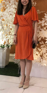 BCBG orange silk wrap dress